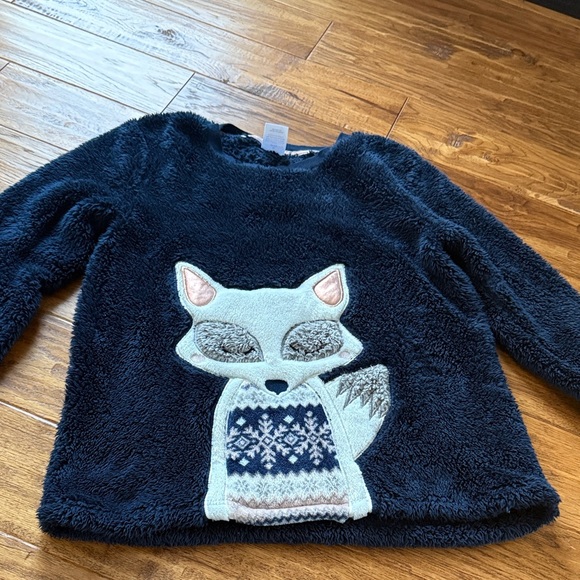 Cozy Navy Fuzzy Sweater with Fox Design - Picture 1 of 4